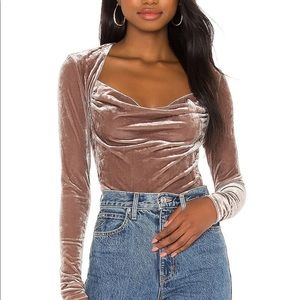 Free people perfect date Top in a Brown Velvet color size Small.